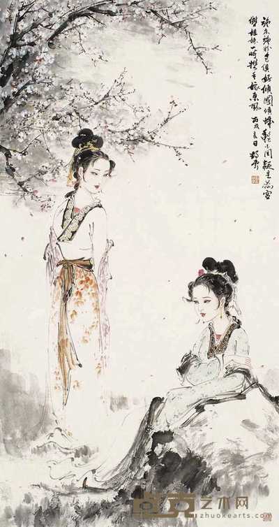 刘静云 2006年作 花下吟 镜心 130×69cm